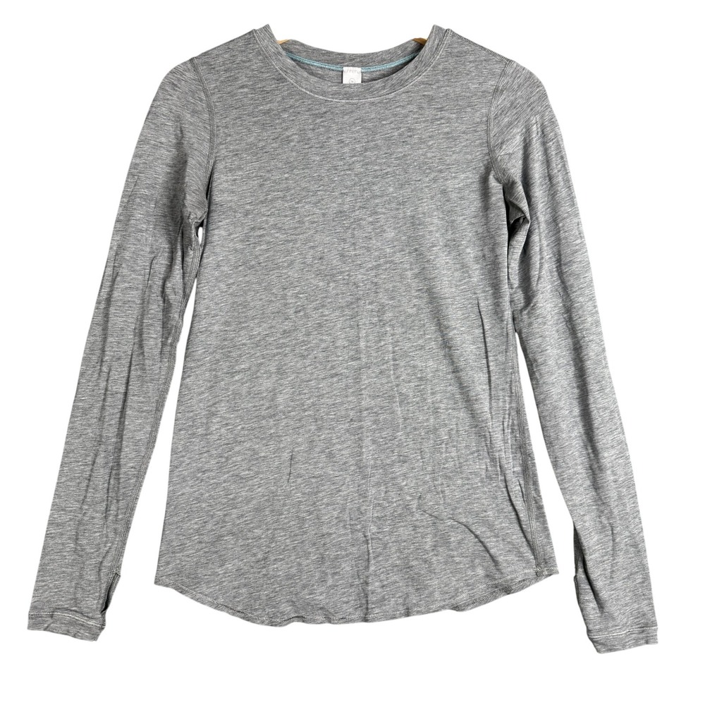 Ivivva Girls Size 14 Heathered Gray Long Sleeve Athletic Top Thumbholes CrewNeck